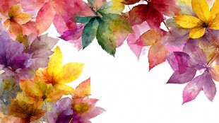 水彩绘多彩秋叶装饰图