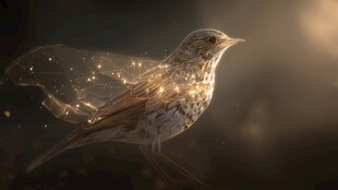 梦幻飞鸟闪烁金色光芒