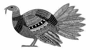 黑白花纹火鸡图案设计