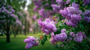 紫丁香绽放的静谧花园