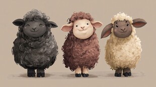 三只可爱毛绒小羊摆件