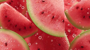 多汁西瓜切片 气泡环绕