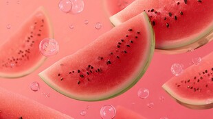 夏日鲜切西瓜气泡图景