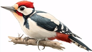 大斑啄木鸟栖息树枝间