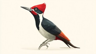 红冠啄木鸟特写