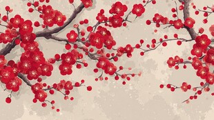 红梅傲雪图