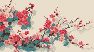 古风绽放的娇艳梅花枝头