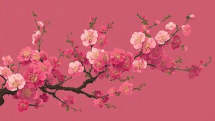 粉色繁花枝头绽