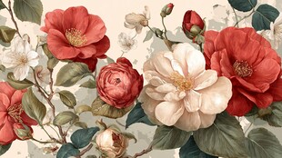 复古风花卉图案装饰画