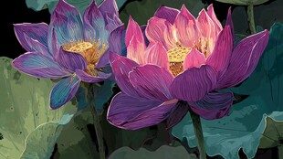 梦幻双生紫莲花绽放