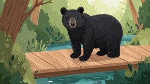 木桥上的黑熊