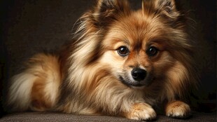 可爱博美犬安静趴卧