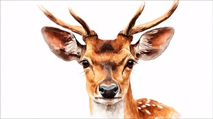 水彩画中的可爱小鹿