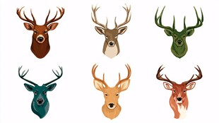六款风格各异的鹿头插画
