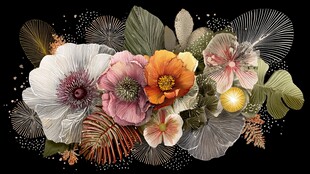 缤纷花卉组合装饰图案