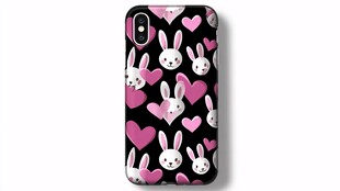 可爱兔子爱心图案手机壳
