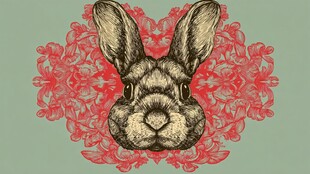 兔头与花纹的精美插画