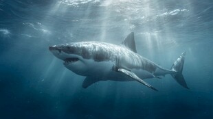 深海中巡游的大白鲨