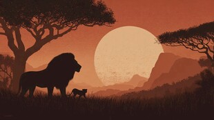 夕阳下的狮群壮美剪影