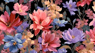缤纷花卉图案 色彩绚丽