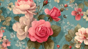 复古风花卉图案精美壁纸