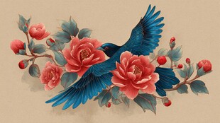 蓝鸟栖繁花 中式雅致风