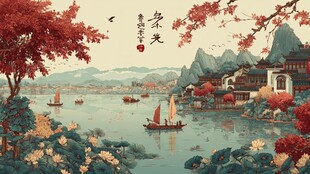 春日山水间的诗意景致