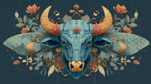 牛首花卉插画 神秘且精美