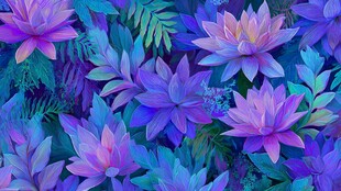 梦幻蓝紫花卉植物图案