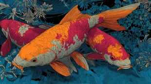 水中锦鲤悠游 色彩绚烂