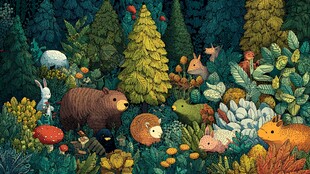 森林中的可爱动物大聚会