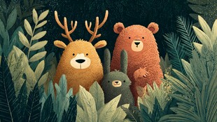 森林中的可爱动物三伙伴