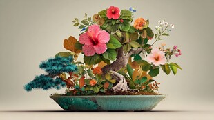 多彩花卉盆景艺术景观