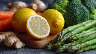 新鲜多样的健康蔬菜与水果