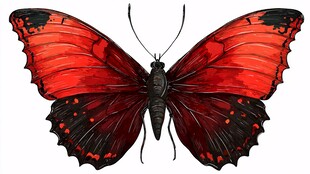 红黑相间美丽蝴蝶插画
