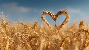 麦田中的心形麦穗景观