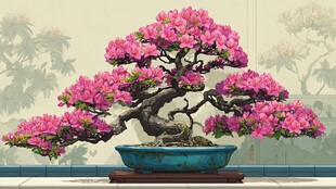 烂漫杜鹃盆景 尽显雅致