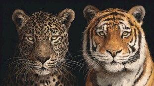 豹虎同框 尽显野性魅力