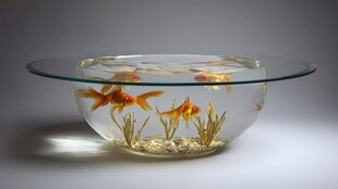 透明鱼缸里的灵动金鱼