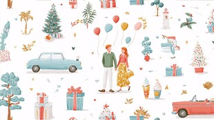 浪漫圣诞情侣欢乐场景