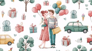 浪漫情侣的甜蜜节日场景