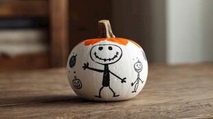 手绘笑脸图案的可爱小南瓜