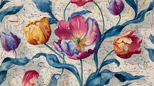 复古风花卉地图图案背景