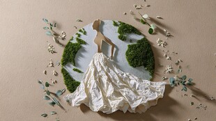 纸艺裙装的自然梦幻之美