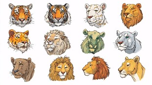 猛兽头像插画集合