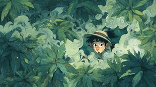 丛林中好奇张望的小探险家