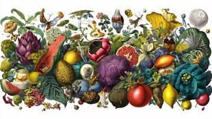 缤纷果蔬花卉艺术插画