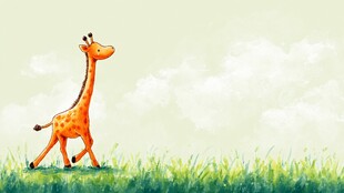 漫步草原的可爱长颈鹿