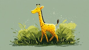 草地上的可爱小长颈鹿