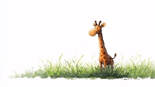 草地上的可爱长颈鹿